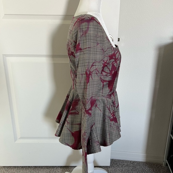 NWOT SHEIN Plaid Peplum Top Size 4 / 6 - Picture 4 of 8